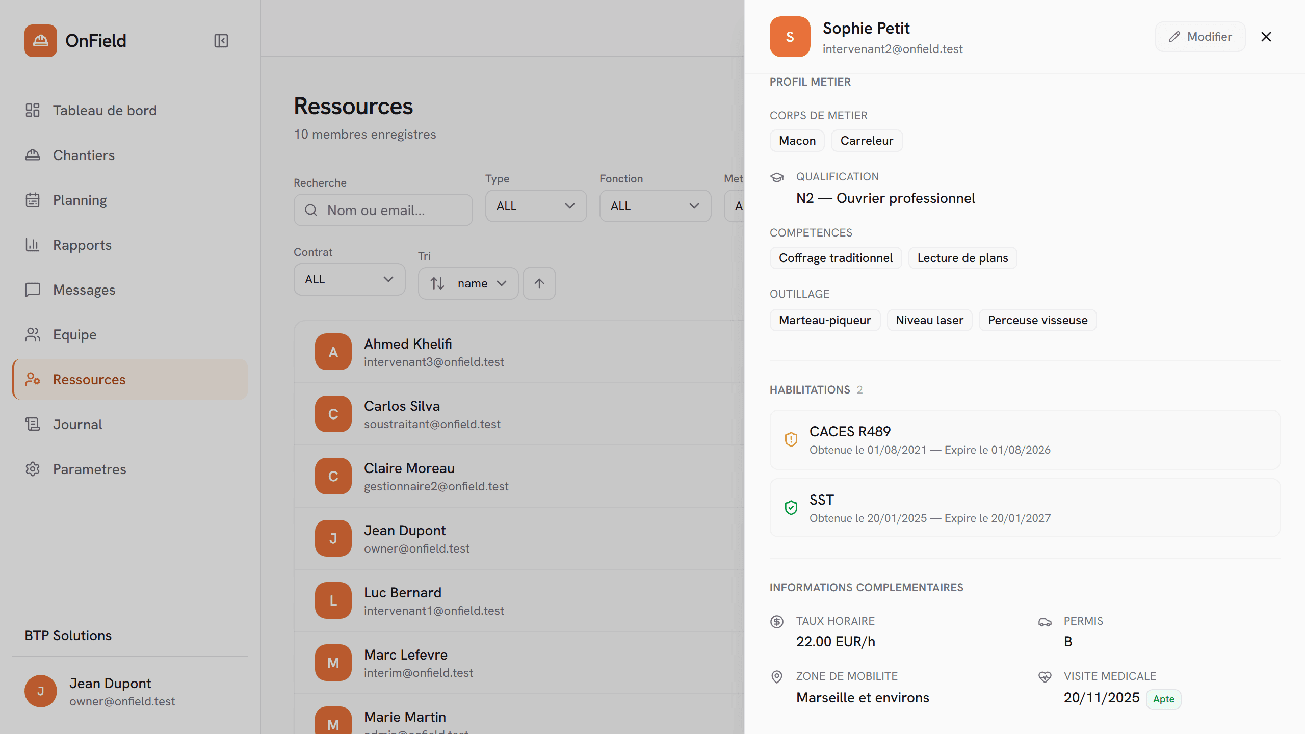Fiche ressource OnField : habilitation CACES signalee comme proche de l'expiration